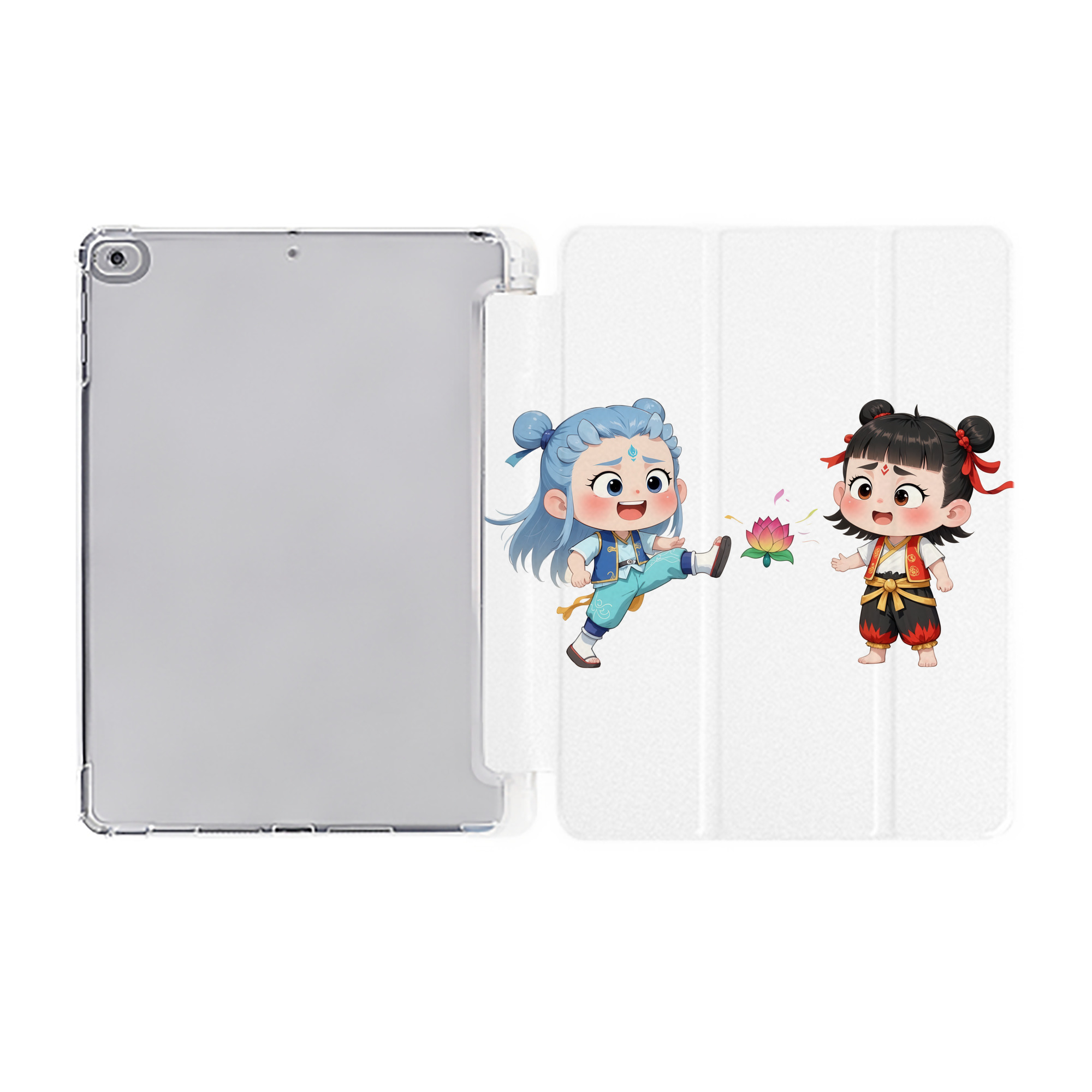 （画像用） Ne Zha 2 ナタ 魔童の大暴れ IPad ケース ペン収納付き 三つ折りスタンド PUレザー×シリコン 対応機種9.5/10.5/10.9インチ